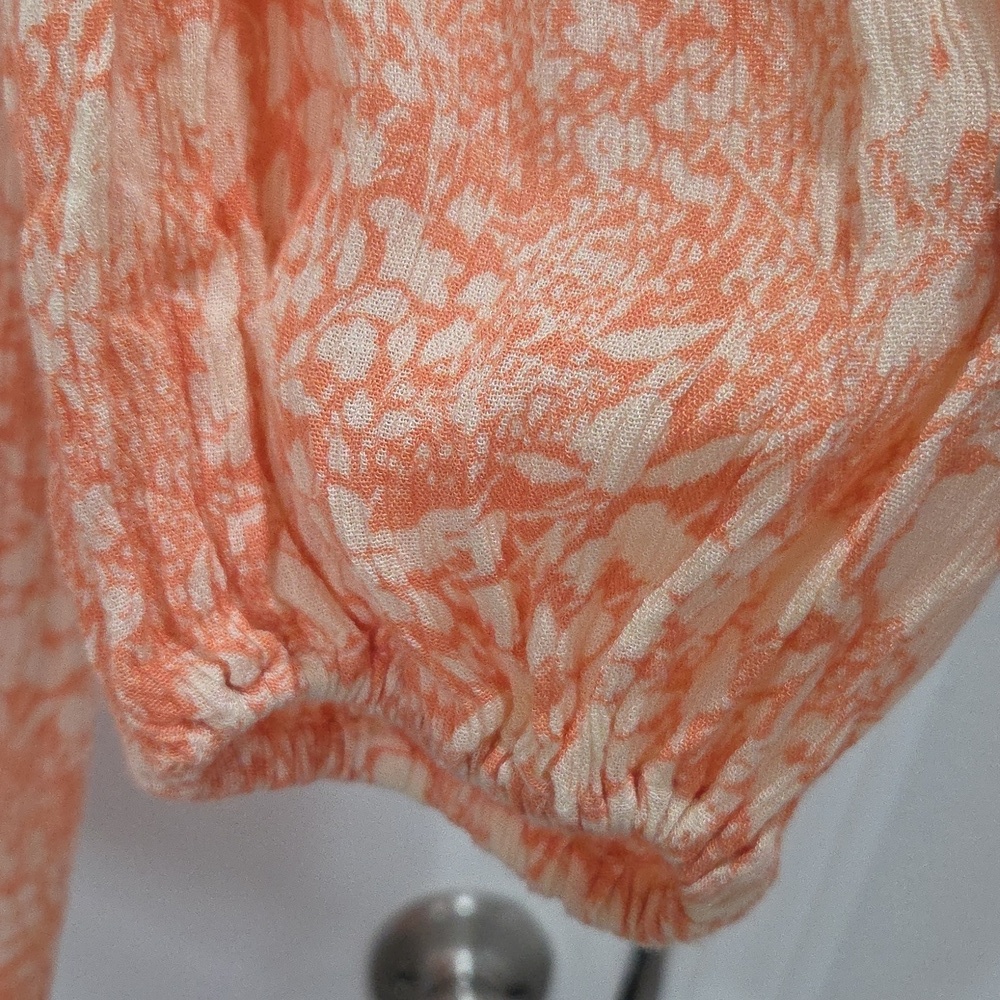 Anthropologie Claudia Embroidered Babydoll Tunic Peach Floral Blouse, Size Small - Picture 7 of 9